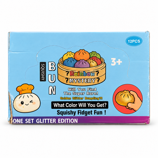 Blue display box for Glitter Edition dumpling squishy toys