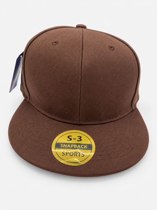 Brown plain flat-brim baseball hat
