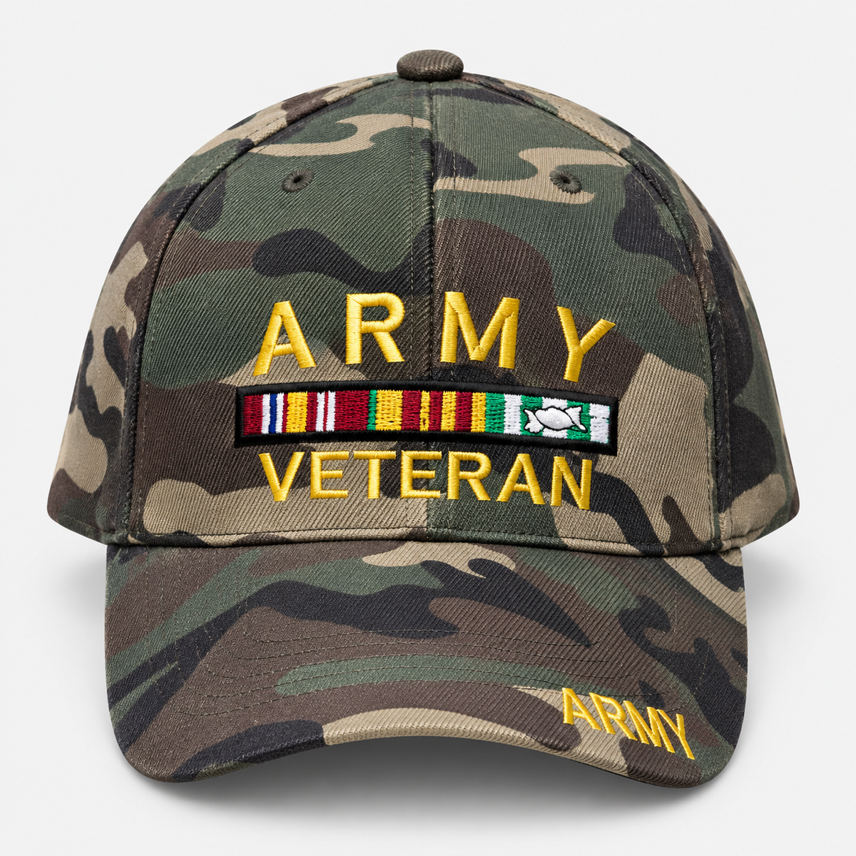 Army Veteran embroidered cap in camouflage