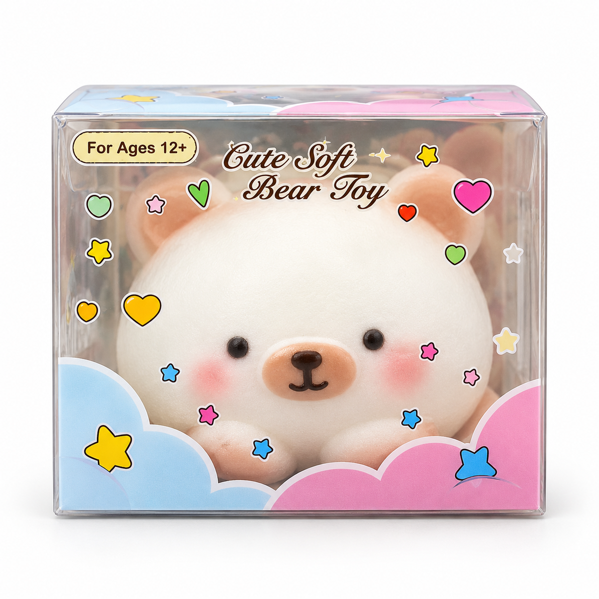 White Bear Squishy Toy in its individual retail box