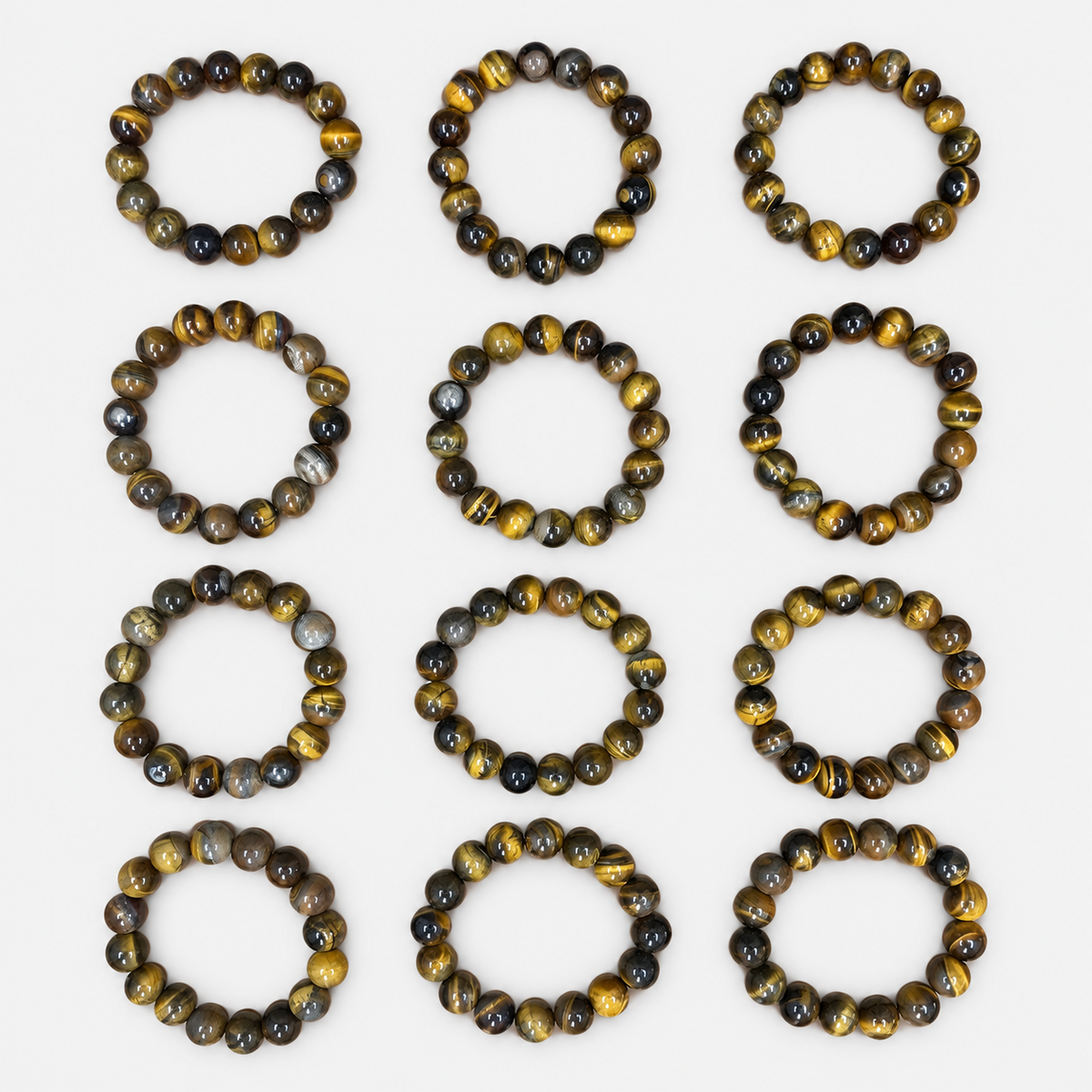 Pulseras de cuentas redondas marrones y doradas — colores: marrón y dorado, marrón, dorado; surtido de 12 piezas
