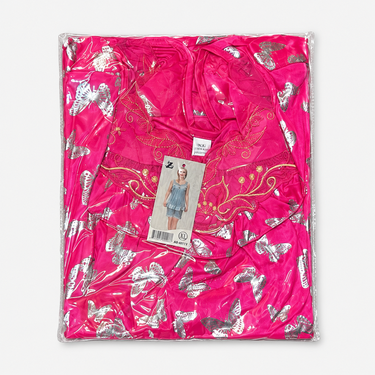 Butterfly Print Camisole & Shorts Set — hot pink packaged set
