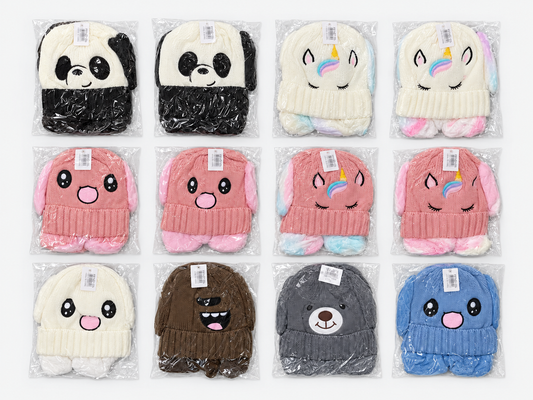 Full 12-hat assortment of character knit hats