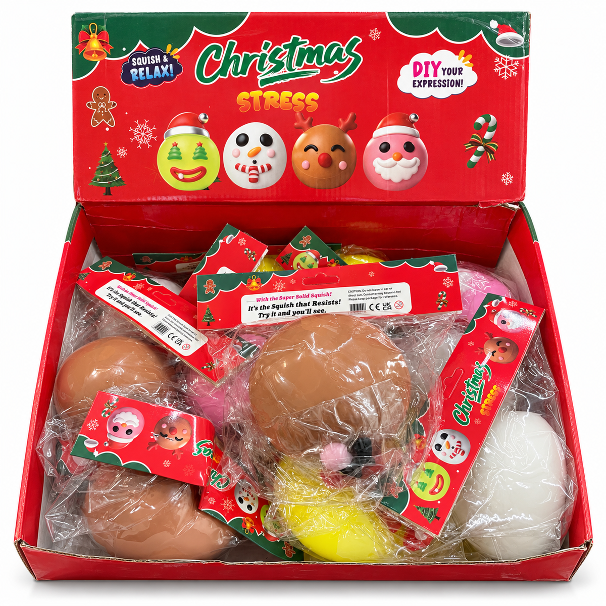 Christmas DIY squishy stress ball countertop display; toys sold individually