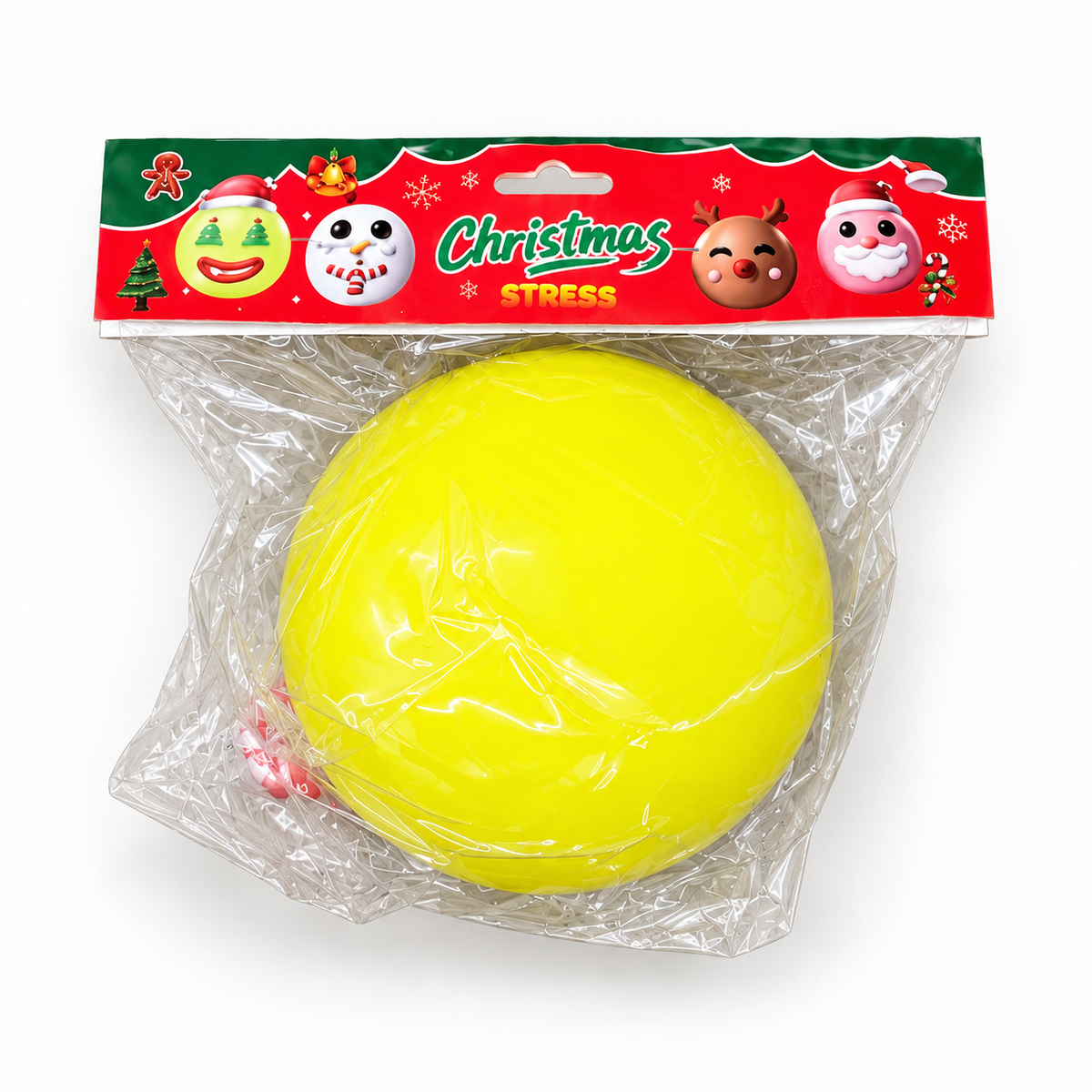 Yellow Christmas DIY squishy stress ball in retail packaging