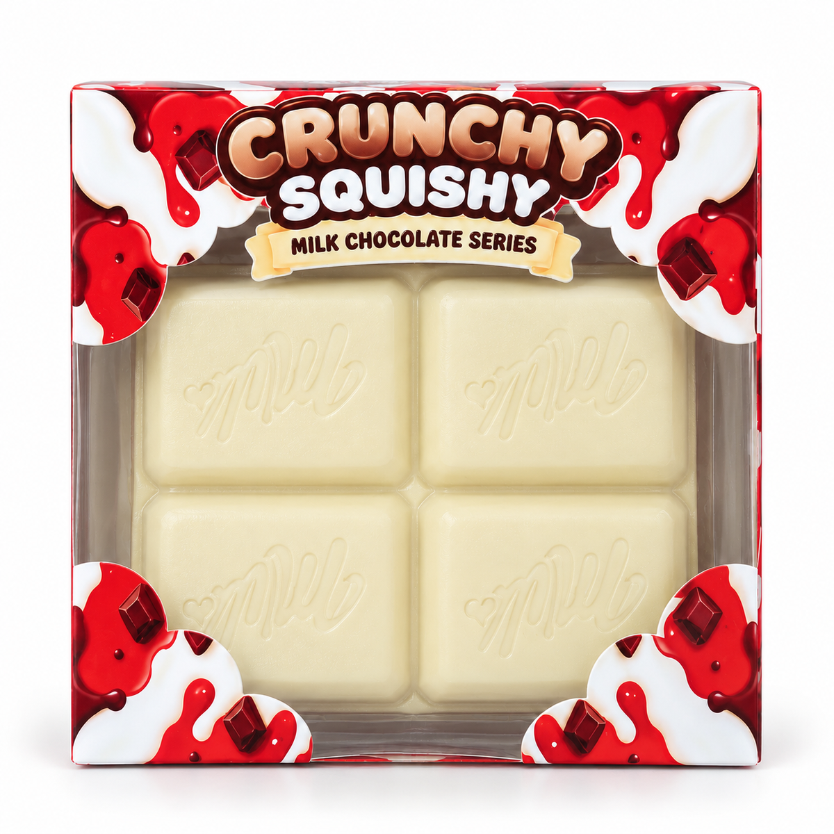 Cream Crunchy Chocolate Squishy in its individual retail box