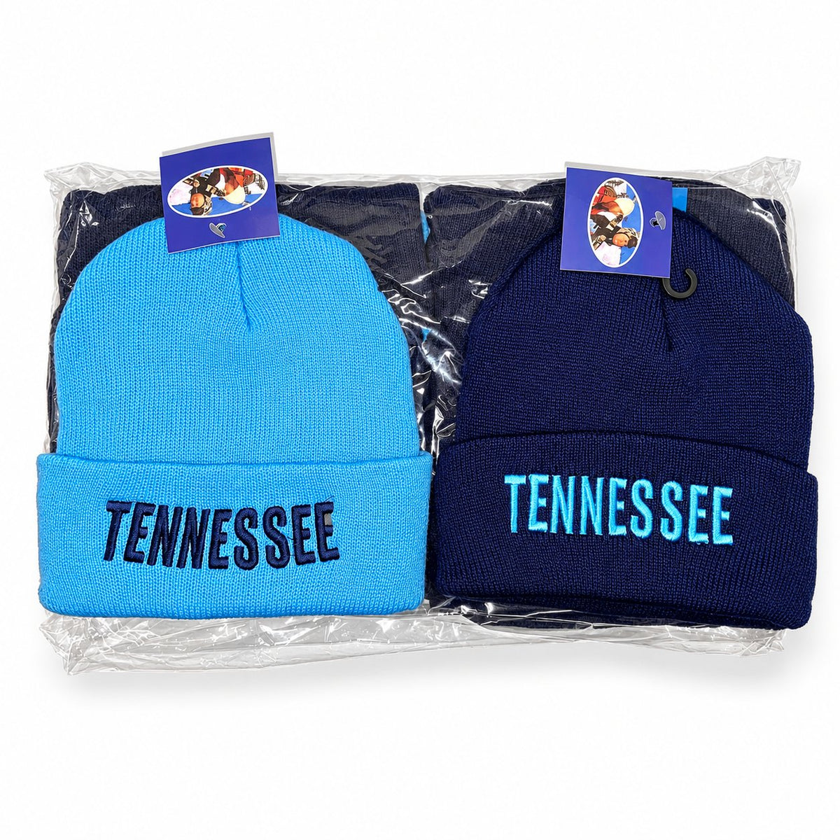 Tennessee embroidered beanies in blue shades