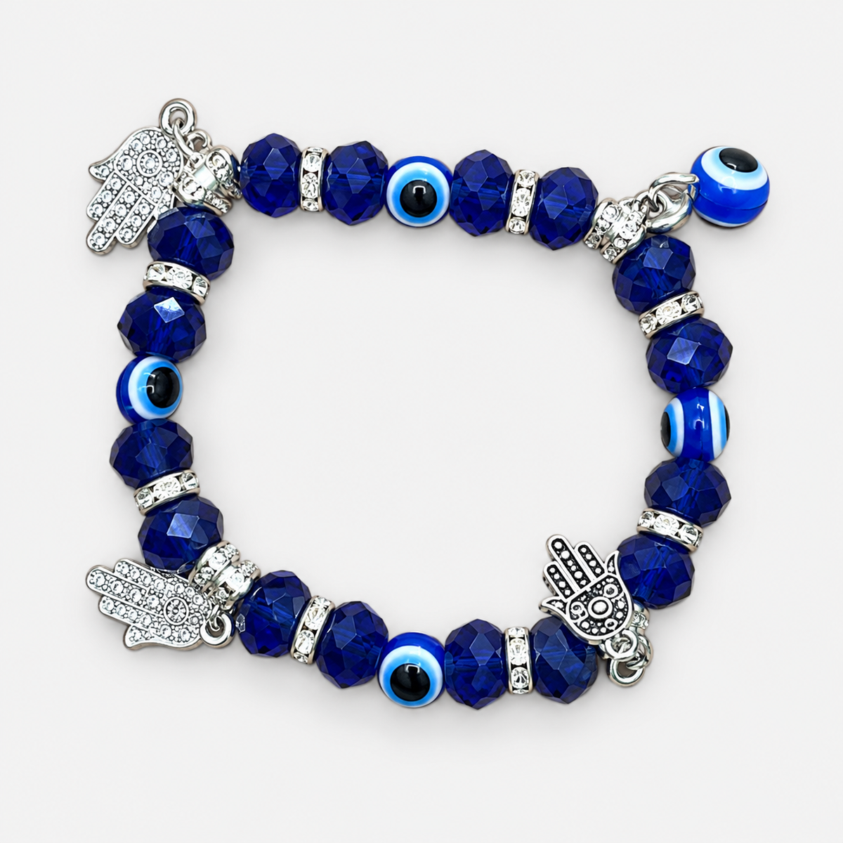 Evil Eye Bead Charm Bracelets — Blue single bracelet