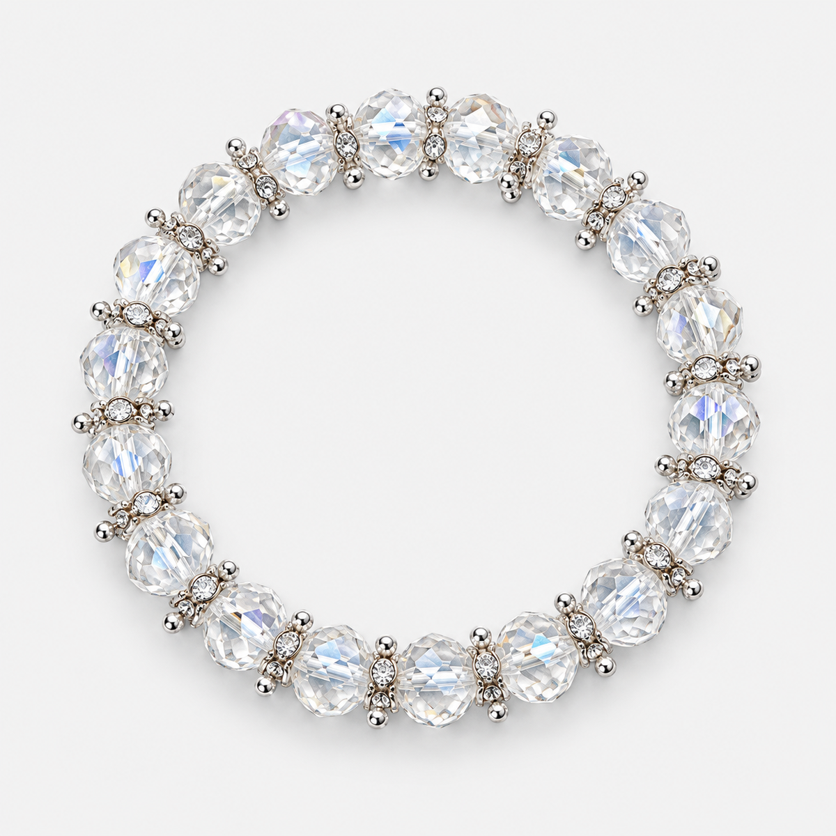 Faceted Bead Bracelets with Sparkling Spacers — Clear single bracelet