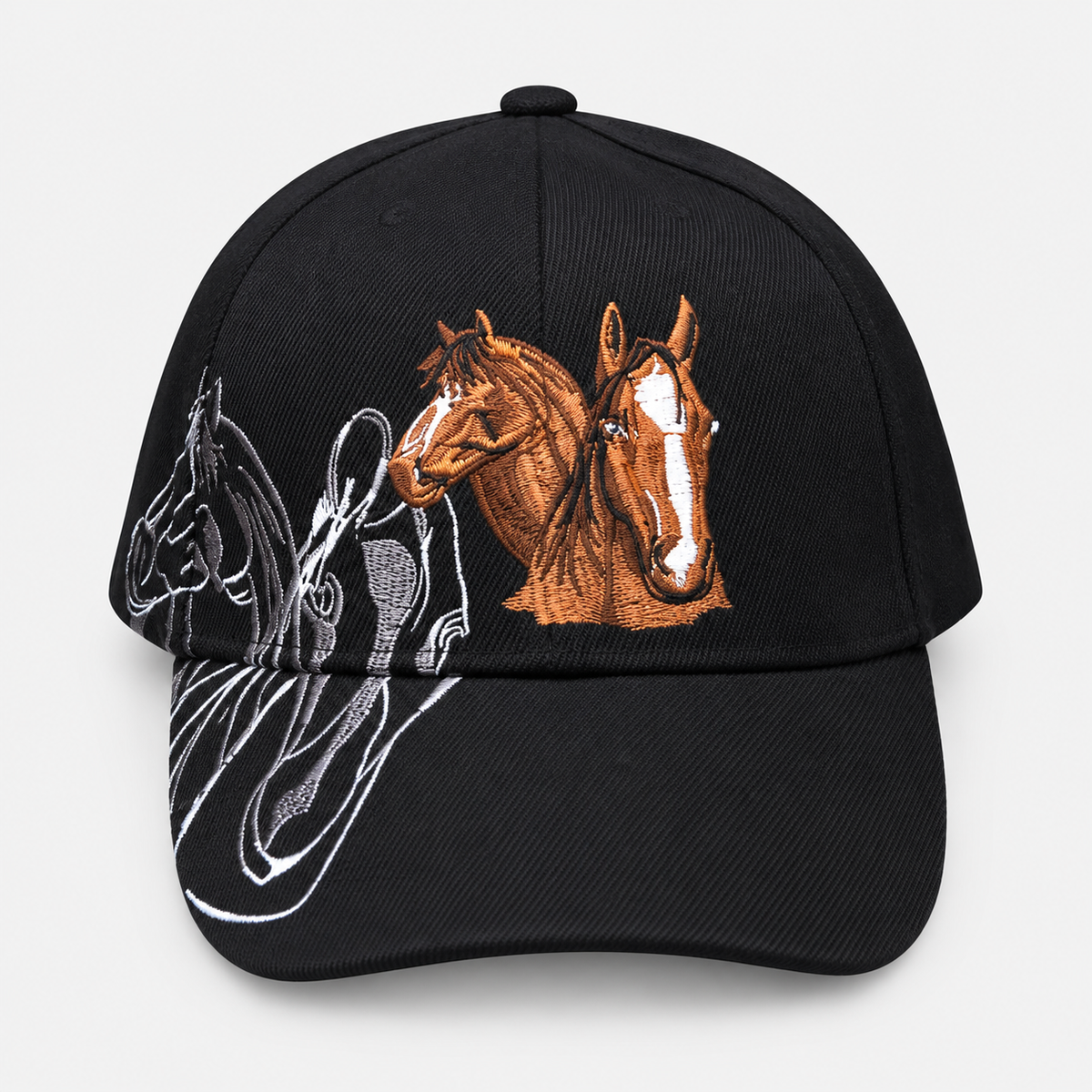 Gorras de béisbol con caballos bordados — color: negro