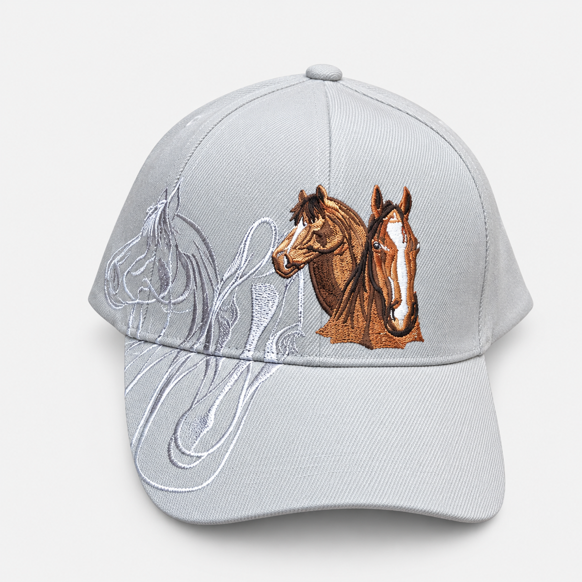 Gorras de béisbol con caballos bordados — color: gris claro