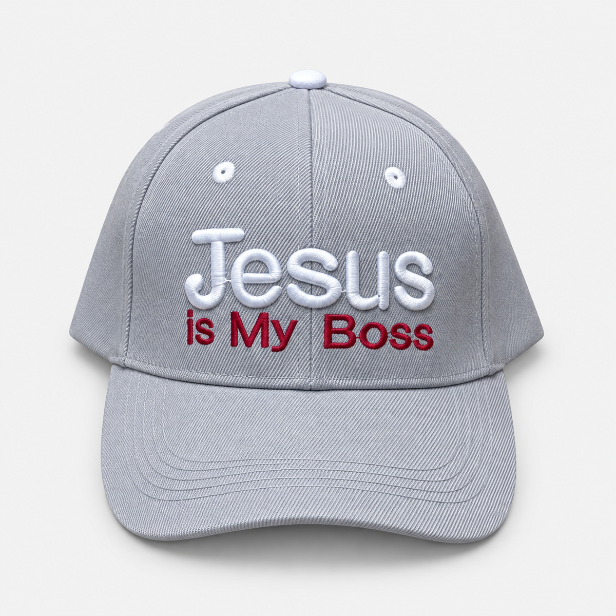 Jesus Is My Boss embroidered cap in gray