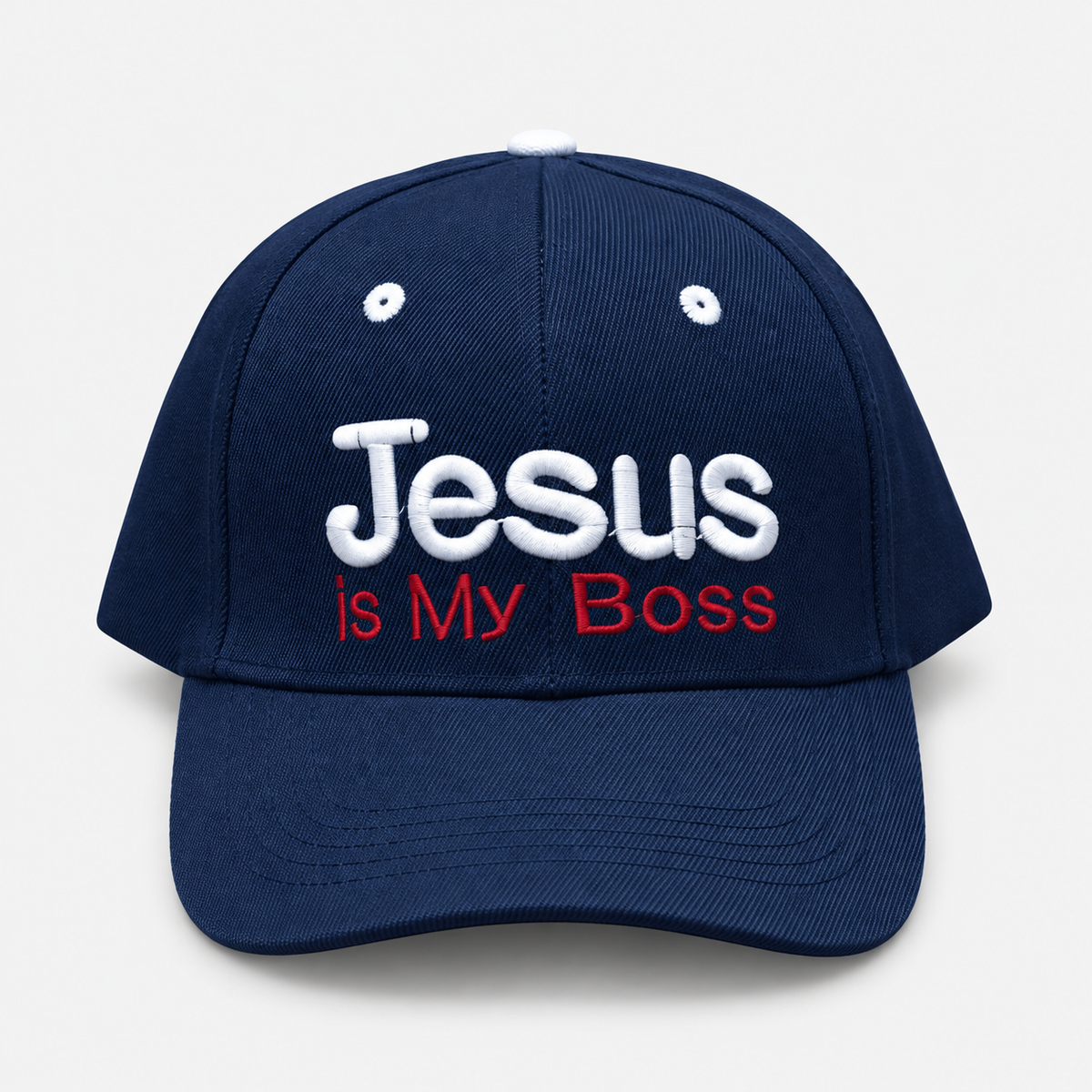 Jesus Is My Boss embroidered cap in navy