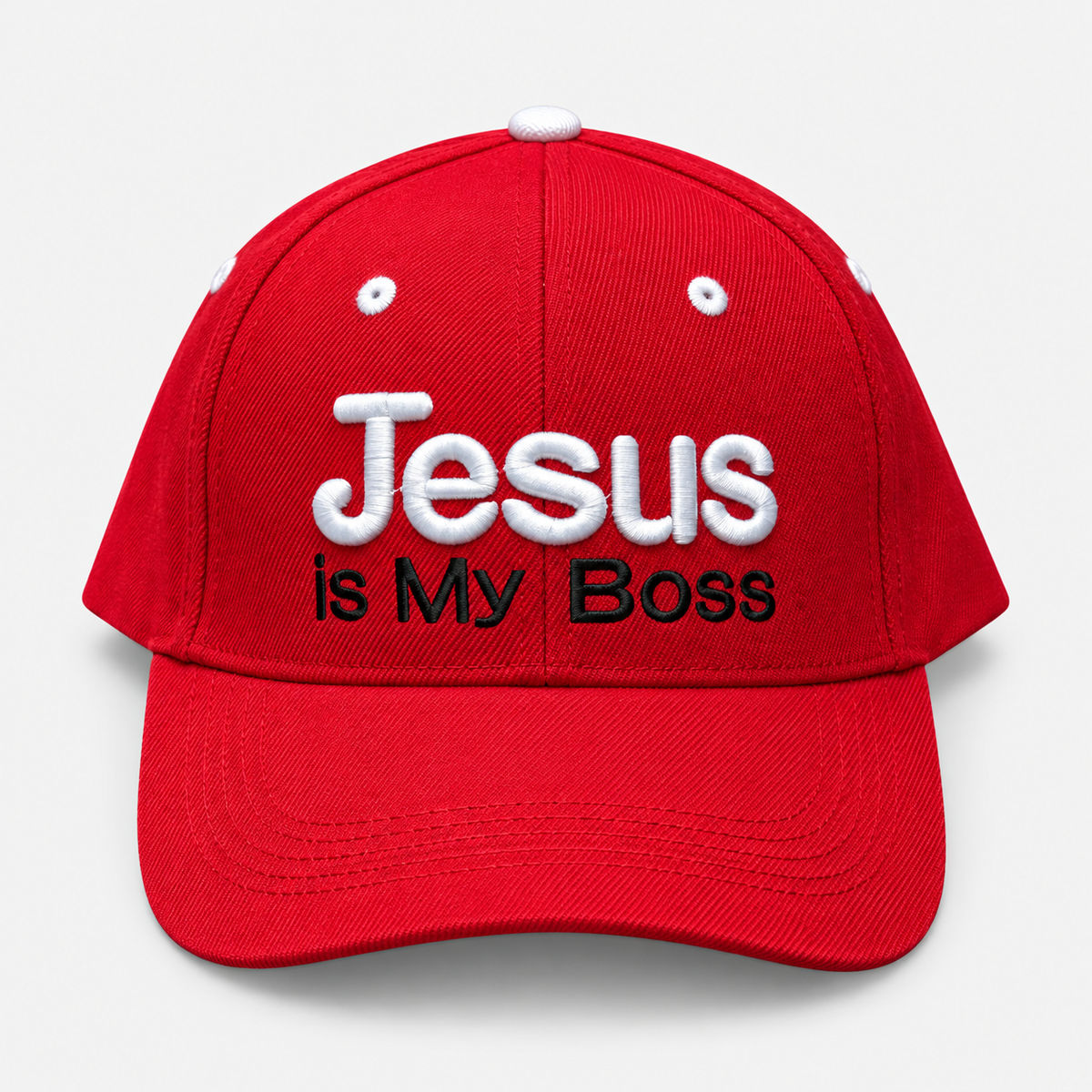 Jesus Is My Boss embroidered cap in red