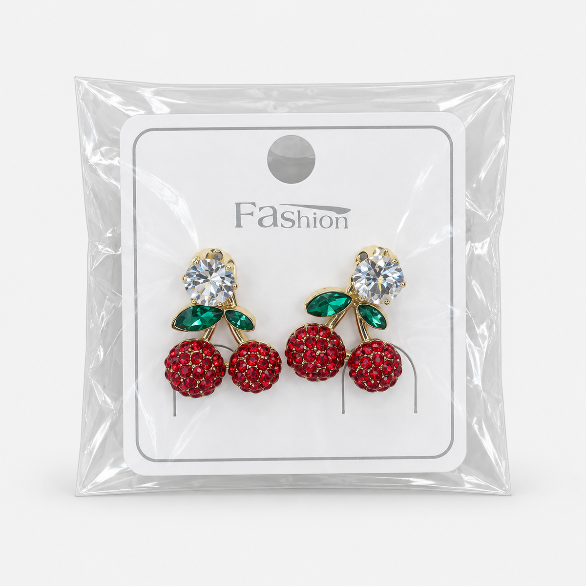 Rhinestone Cherry Earrings — available colors, sold separately