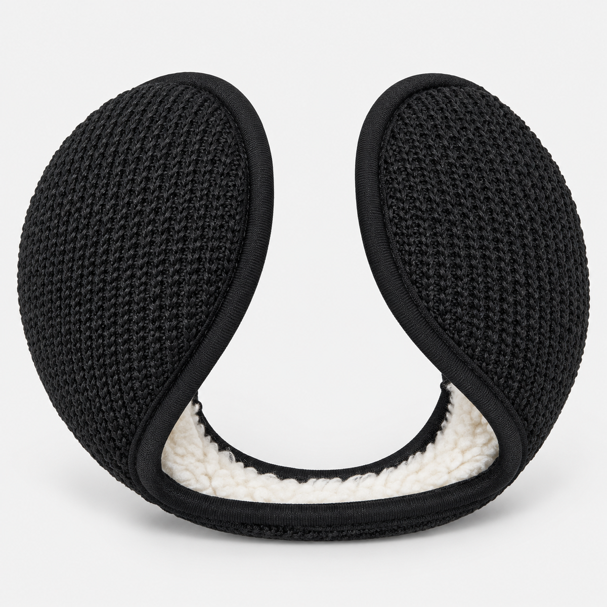 black knit fleece-lined wraparound earmuffs