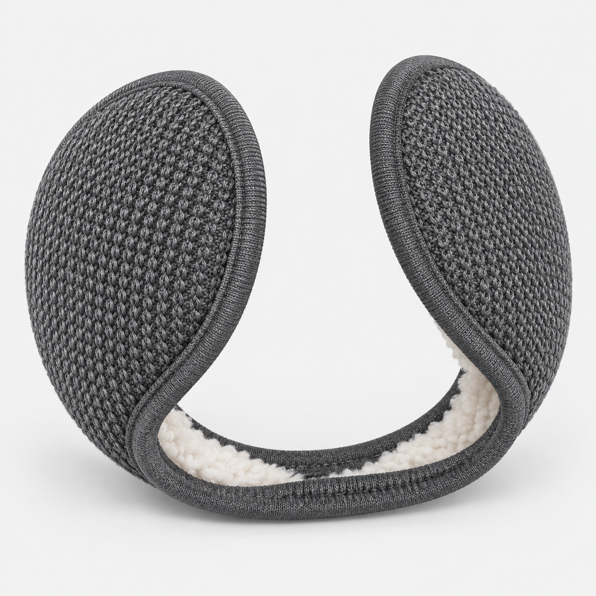 gray knit fleece-lined wraparound earmuffs