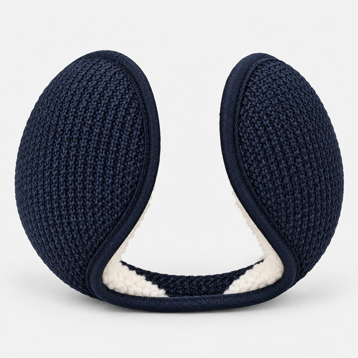 navy knit fleece-lined wraparound earmuffs