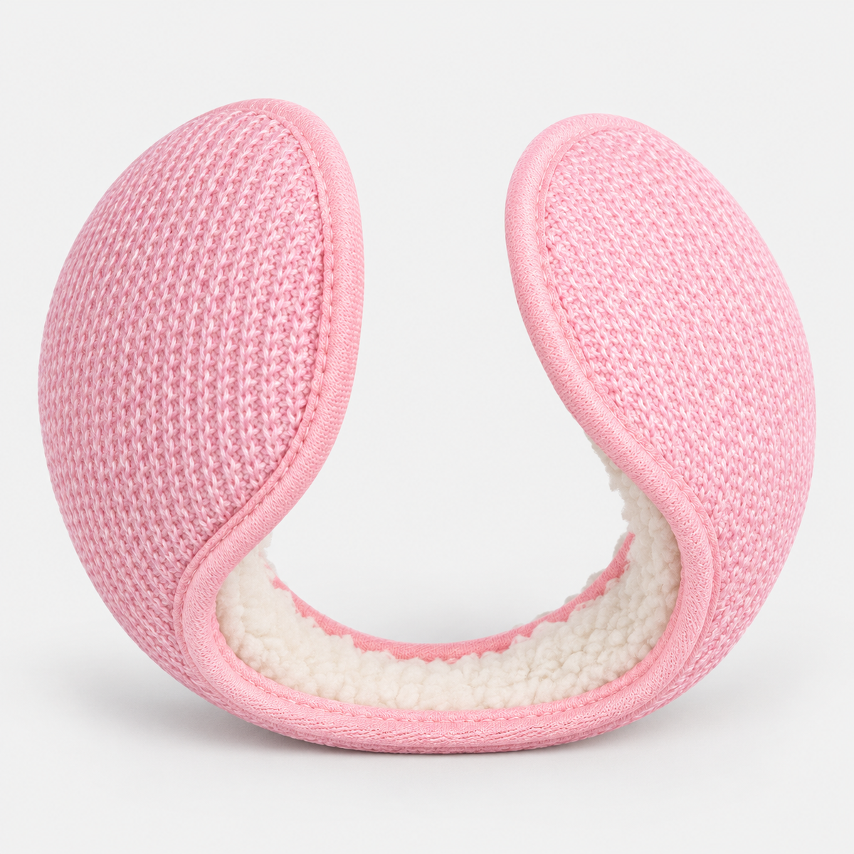 pink knit fleece-lined wraparound earmuffs
