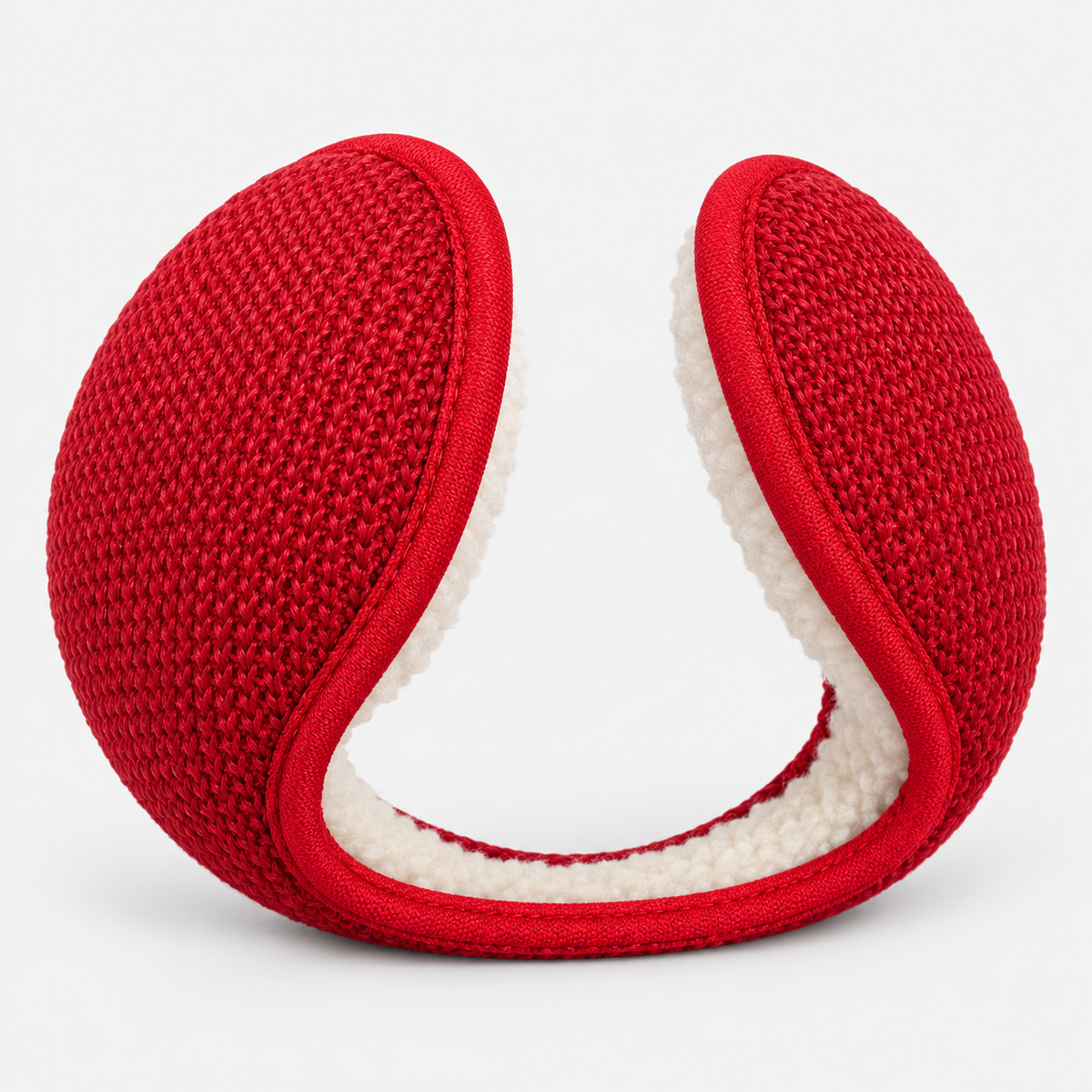 red knit fleece-lined wraparound earmuffs