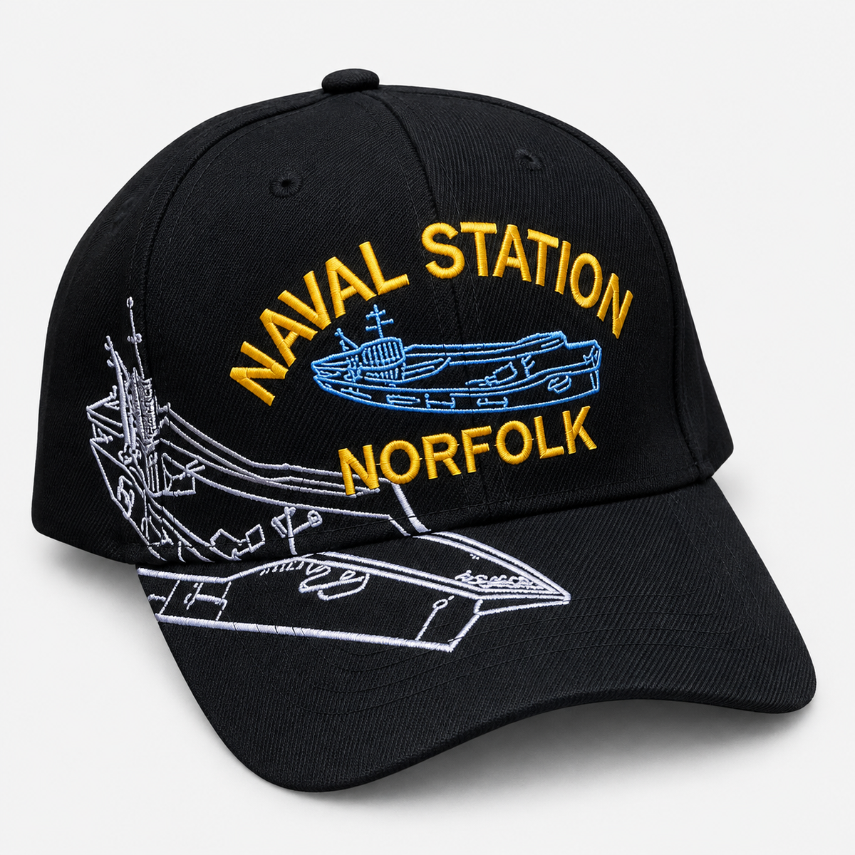 Naval Station Norfolk embroidered cap in black