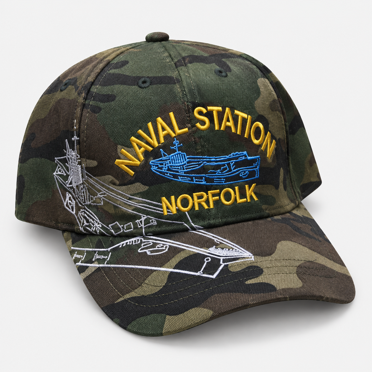 Naval Station Norfolk embroidered cap in camouflage