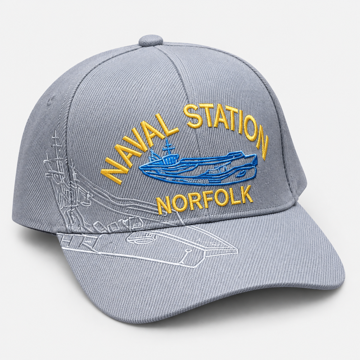 Naval Station Norfolk embroidered cap in gray