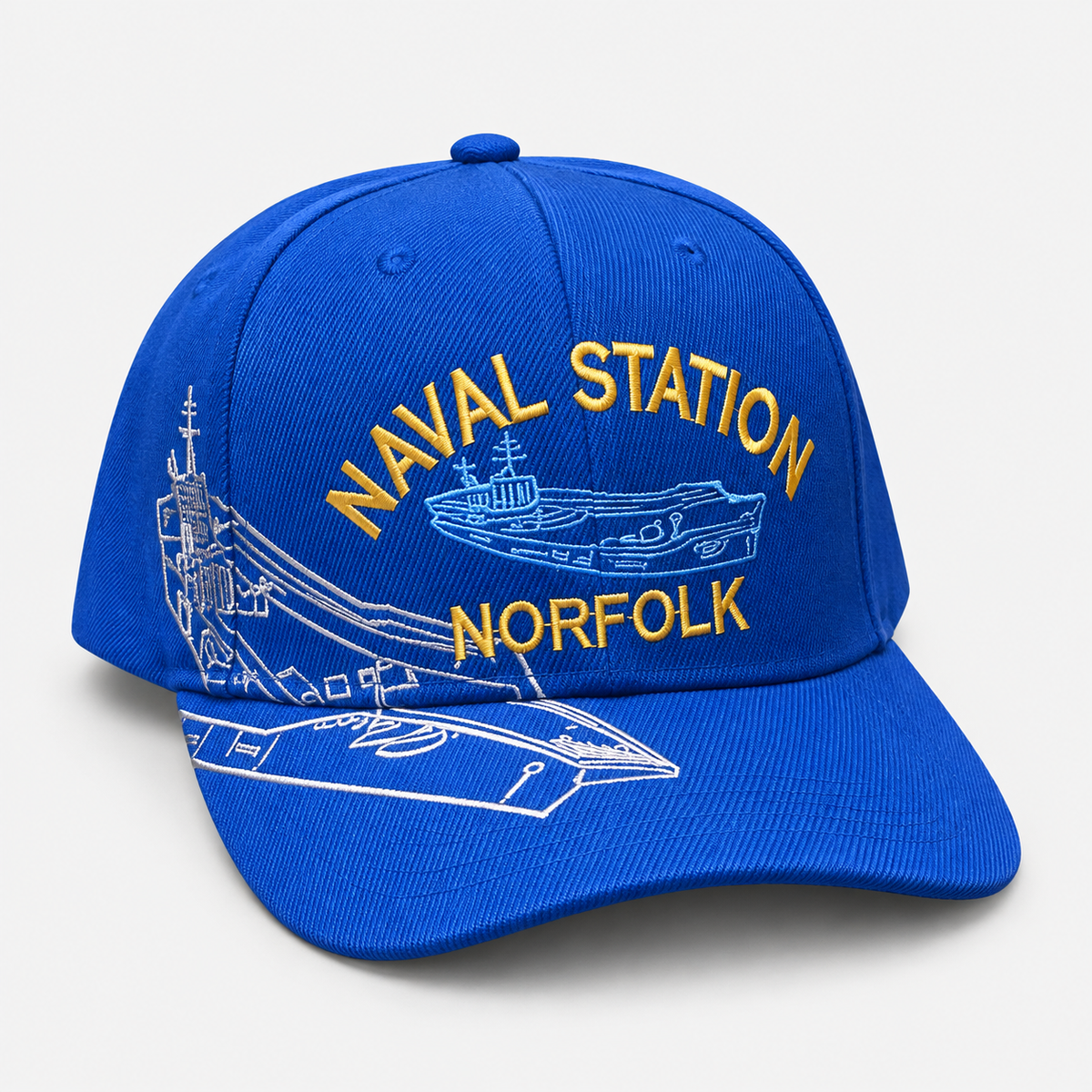 Naval Station Norfolk embroidered cap in royal blue