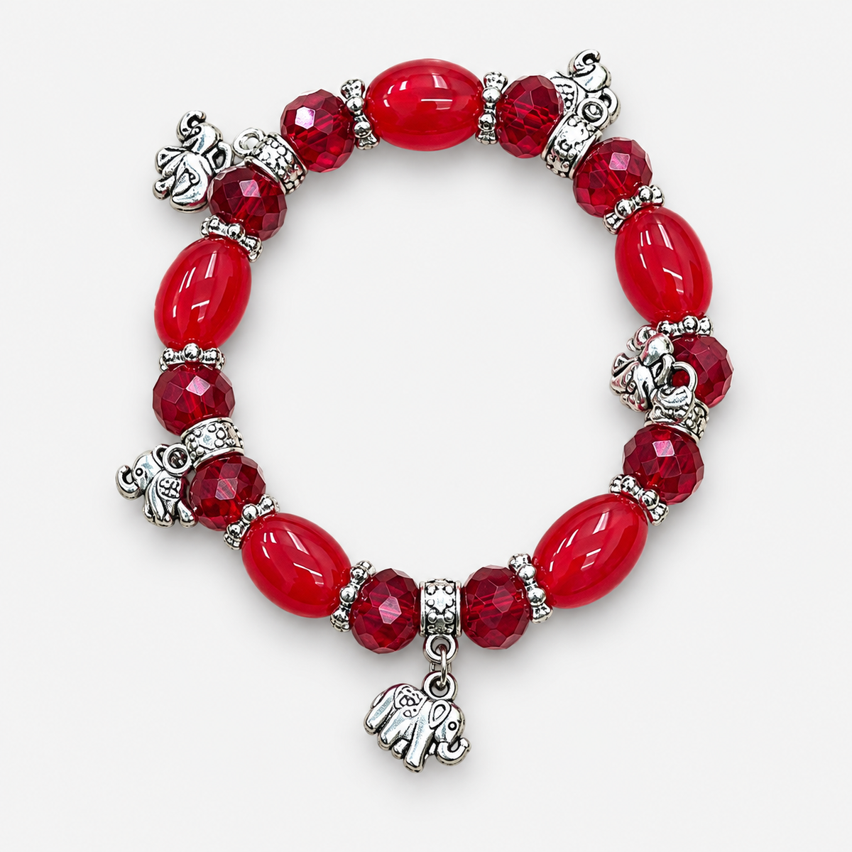 Oval Bead Charm Bracelets — Red single bracelet