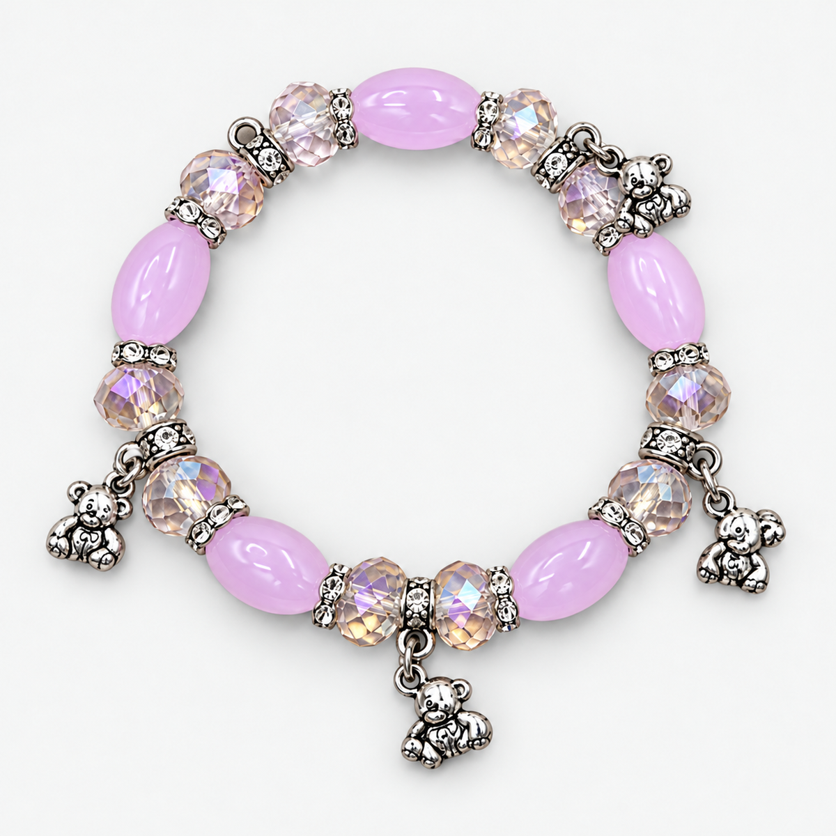 Oval Bead Charm Bracelets — Lavender single bracelet