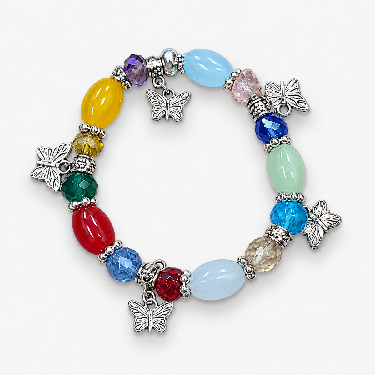 Oval Bead Charm Bracelets — Multicolor single bracelet