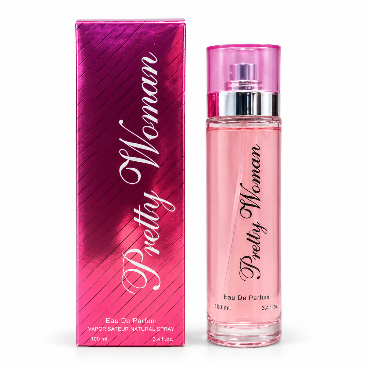 Pretty Woman 100 ml bottle and coordinating box on a white background