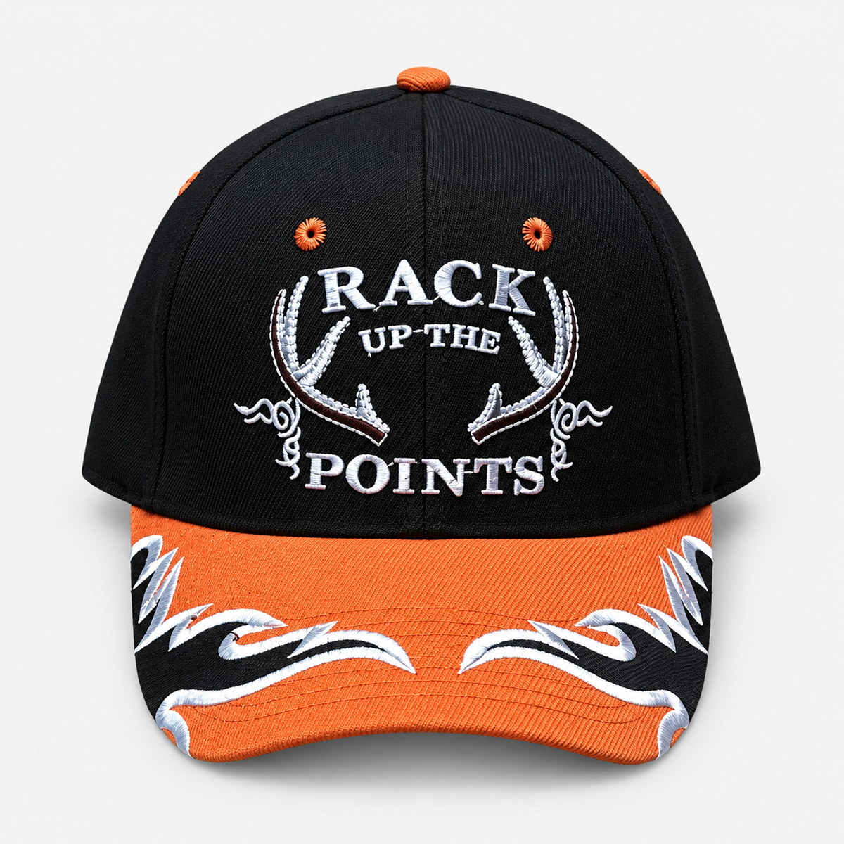 Rack Up the Points cap, black crown and orange brim