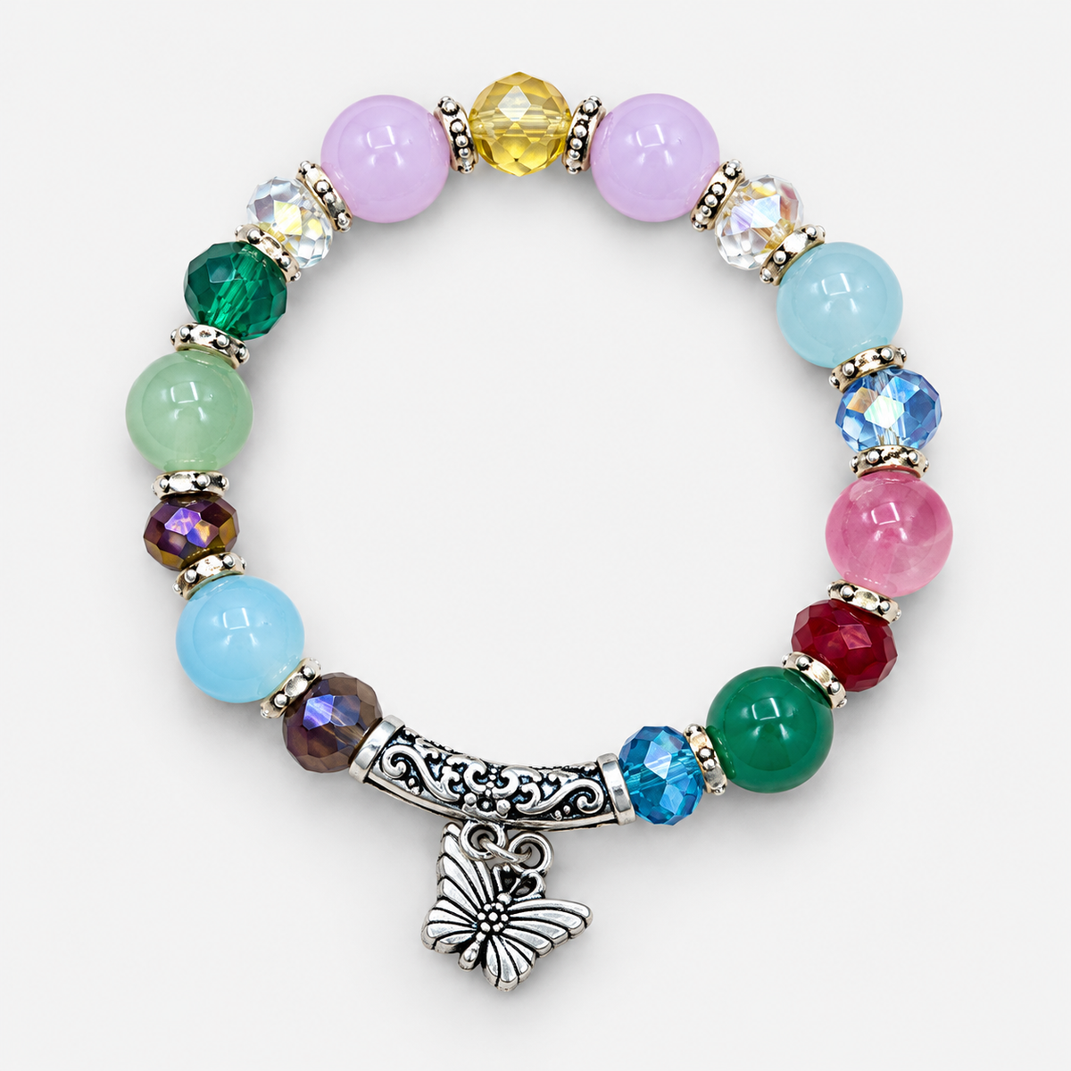 Round Bead Charm Bracelets — Multicolor single bracelet