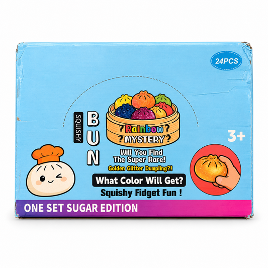 Blue display box for small dumpling squishy toys