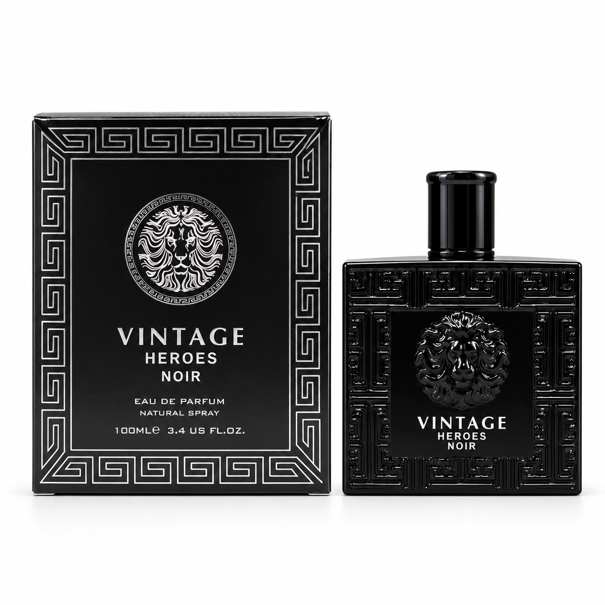 Vintage Heroes Noir 100 ml bottle and coordinating box on a white background