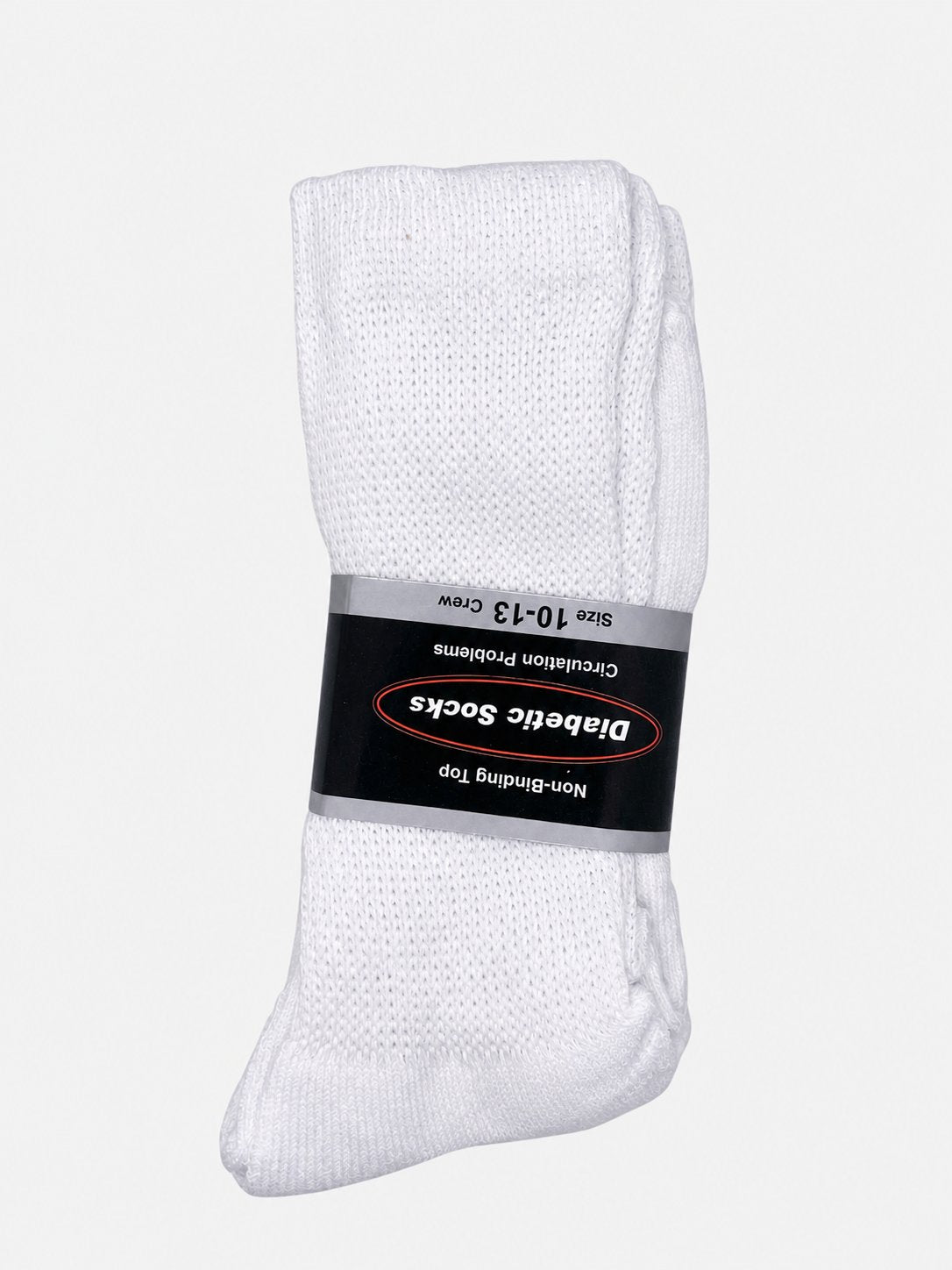 White diabetic socks with product label