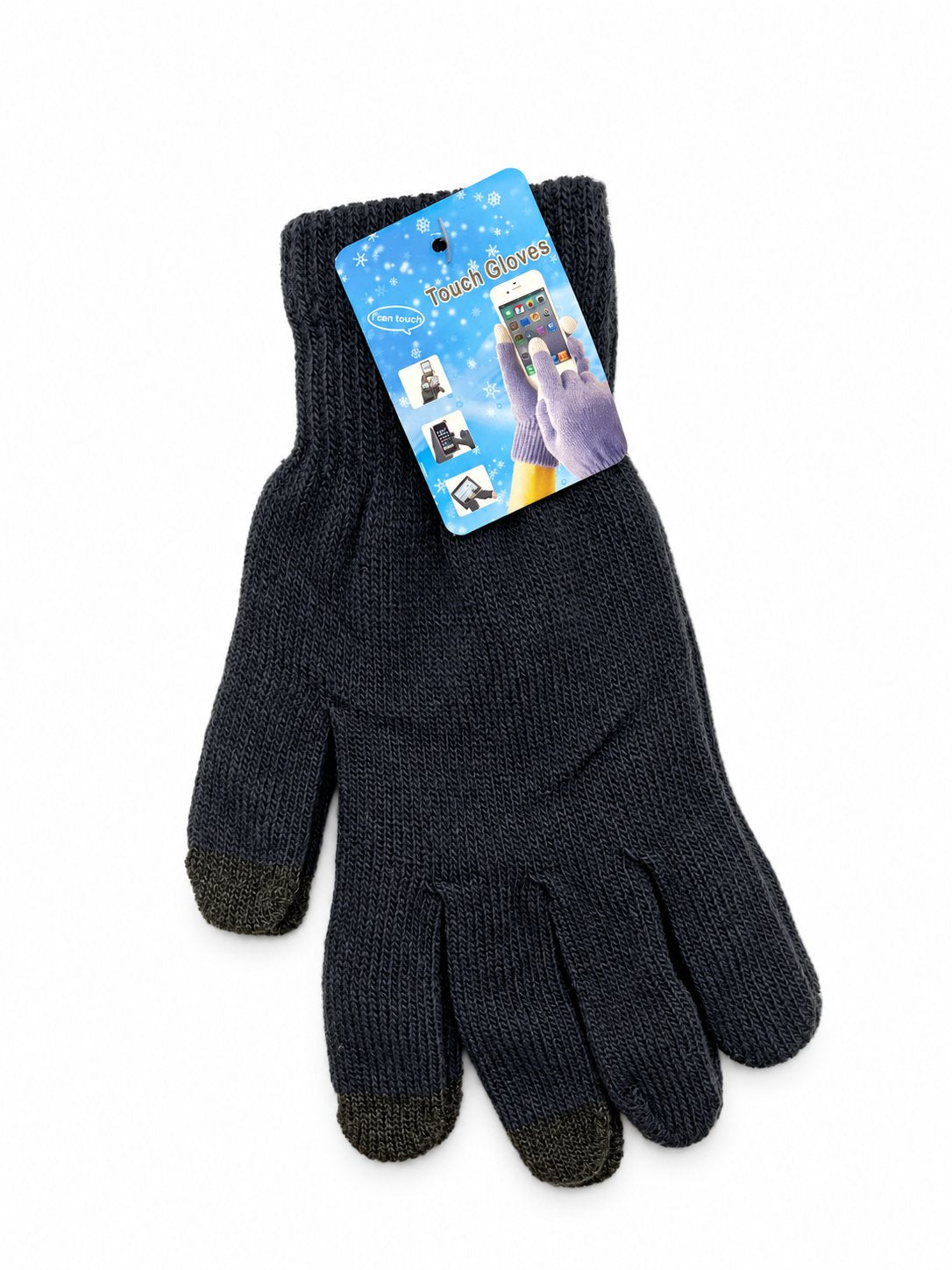 Dark gray knit touchscreen gloves