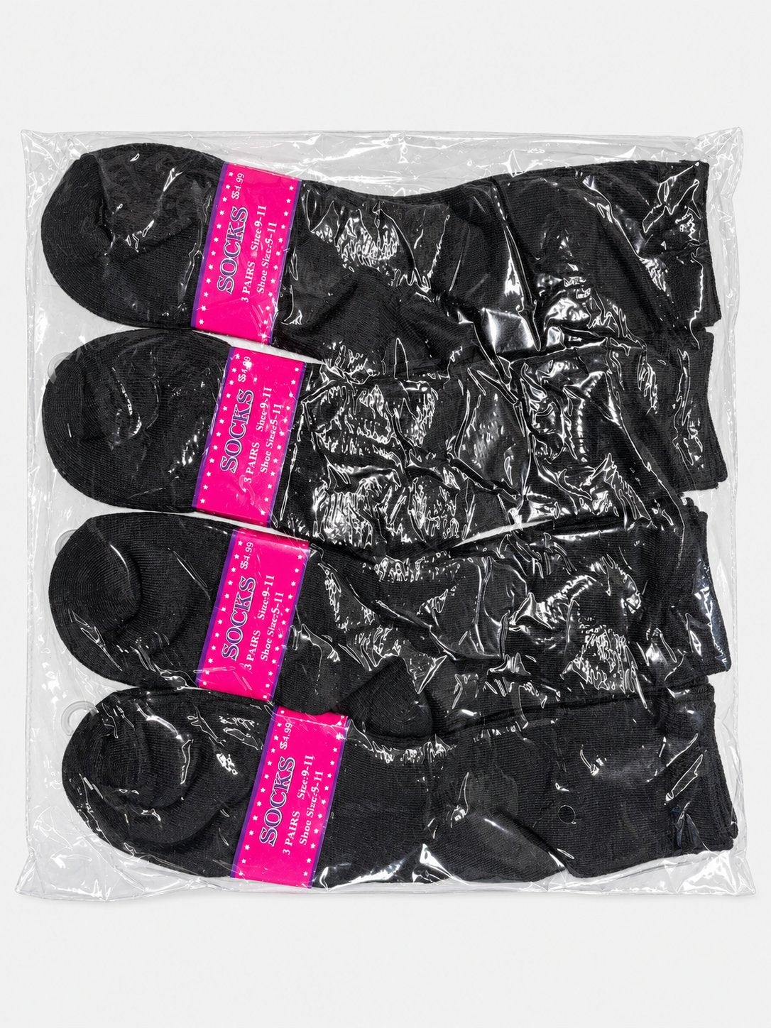 Packaged dark women’s crew socks