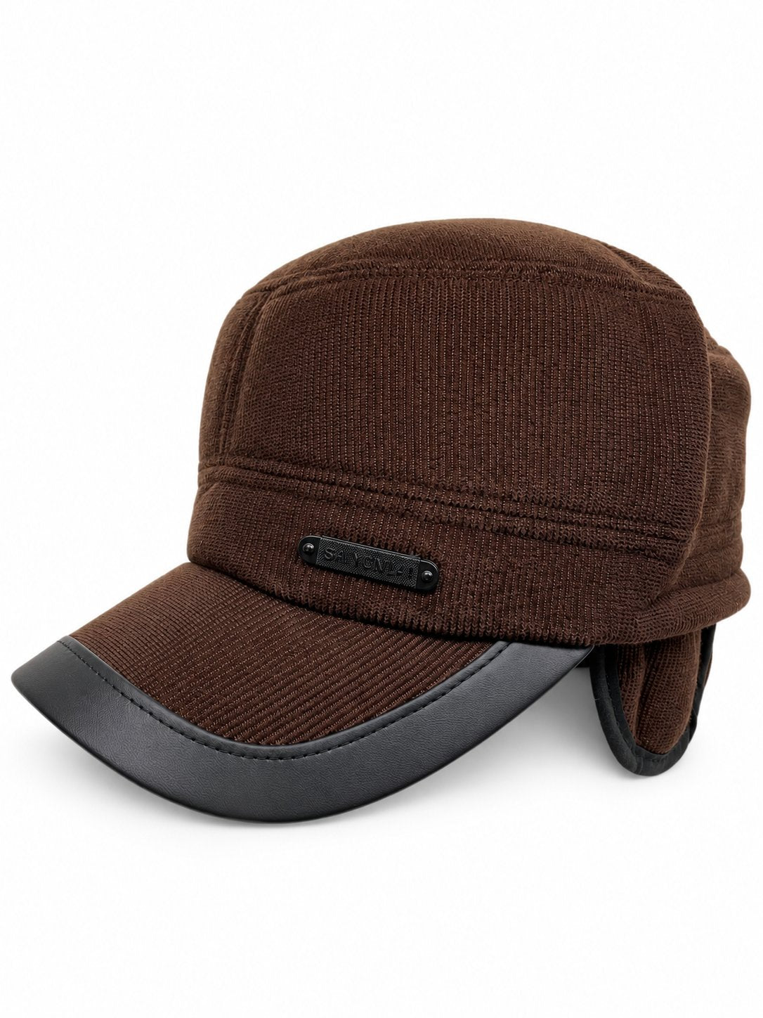 Brown winter cap with ear flaps