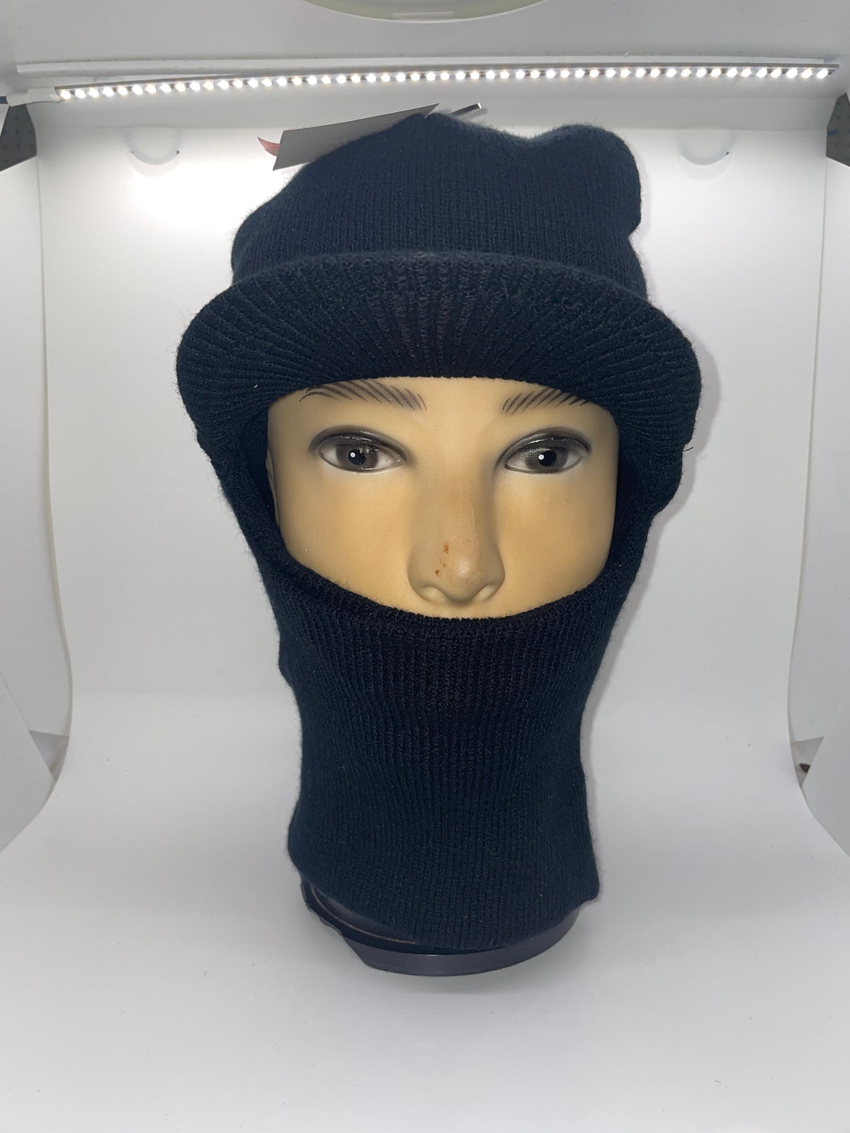 Black brimmed ski mask