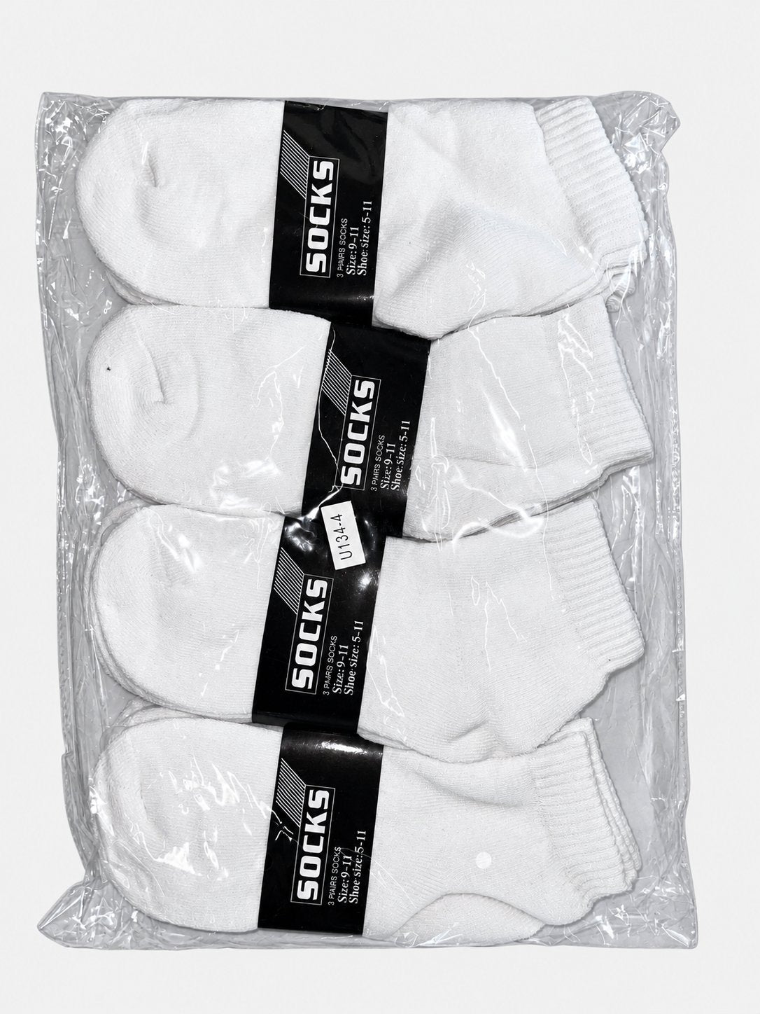 Packaged white men’s ankle socks