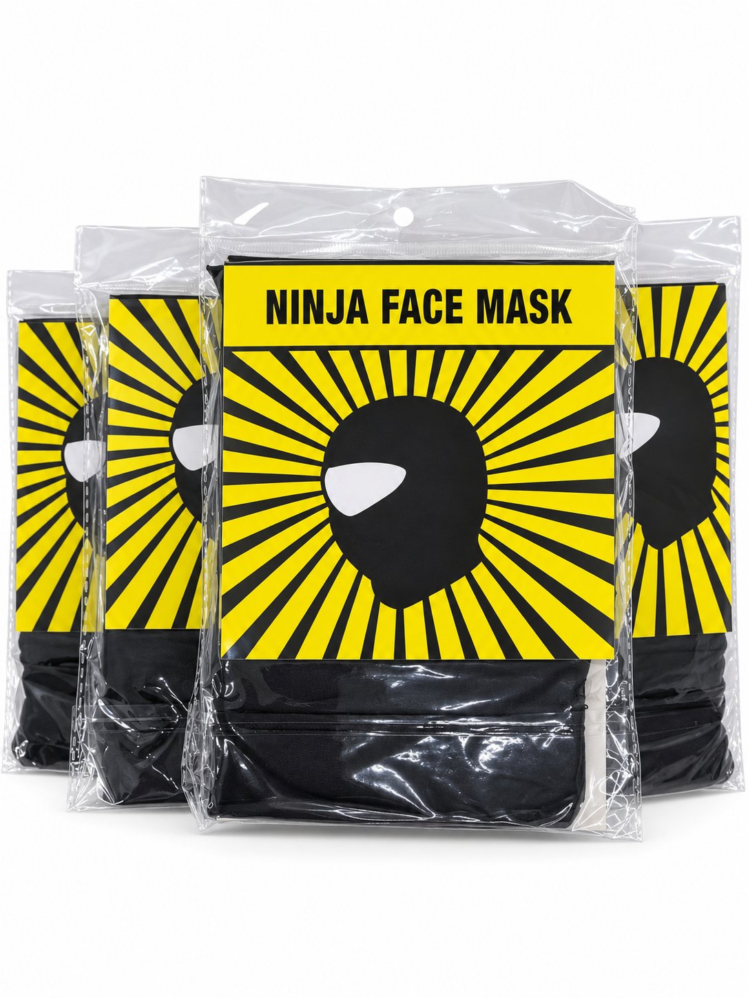 Packaged black ninja face masks
