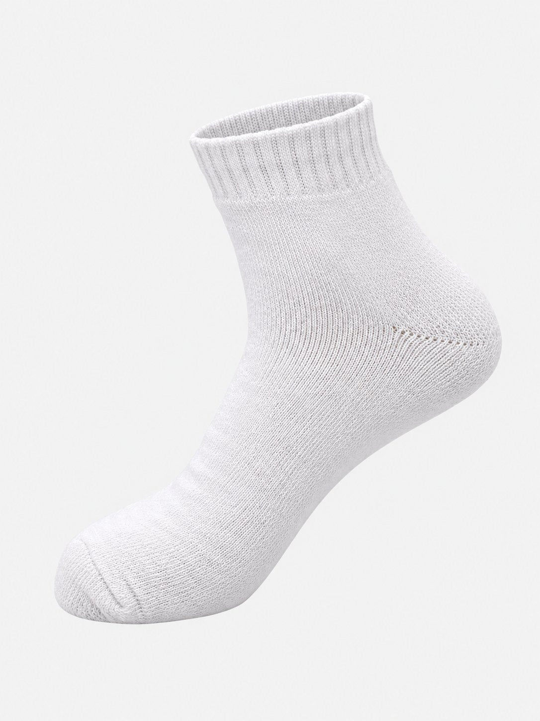 White men's ankle sock with a ribbed cuff, side view