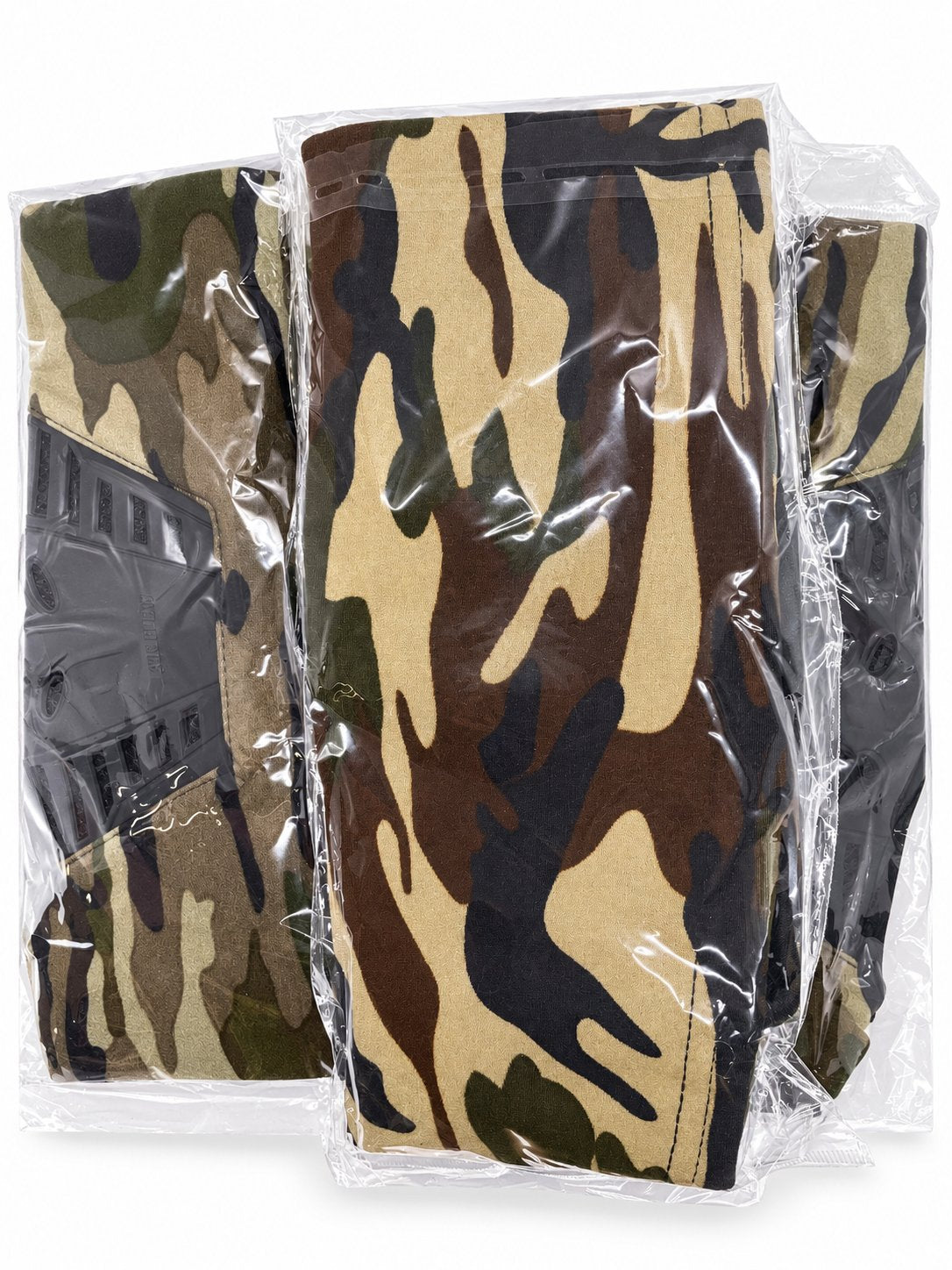 Camouflage full face masks in clear packaging