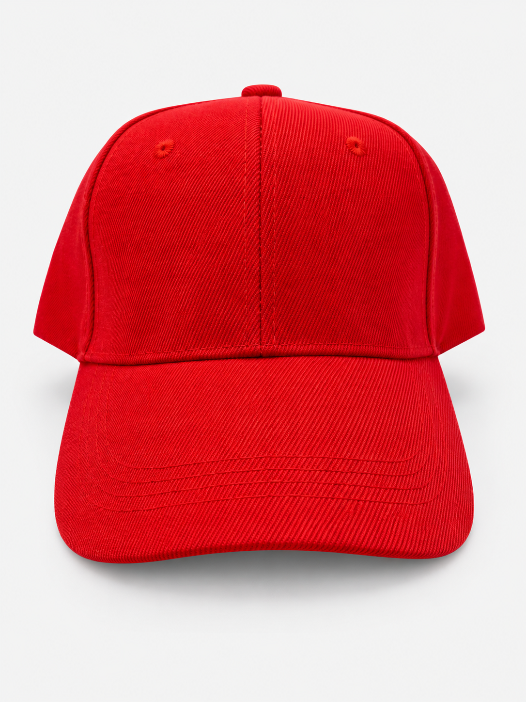 Red plain baseball hat with curved brim