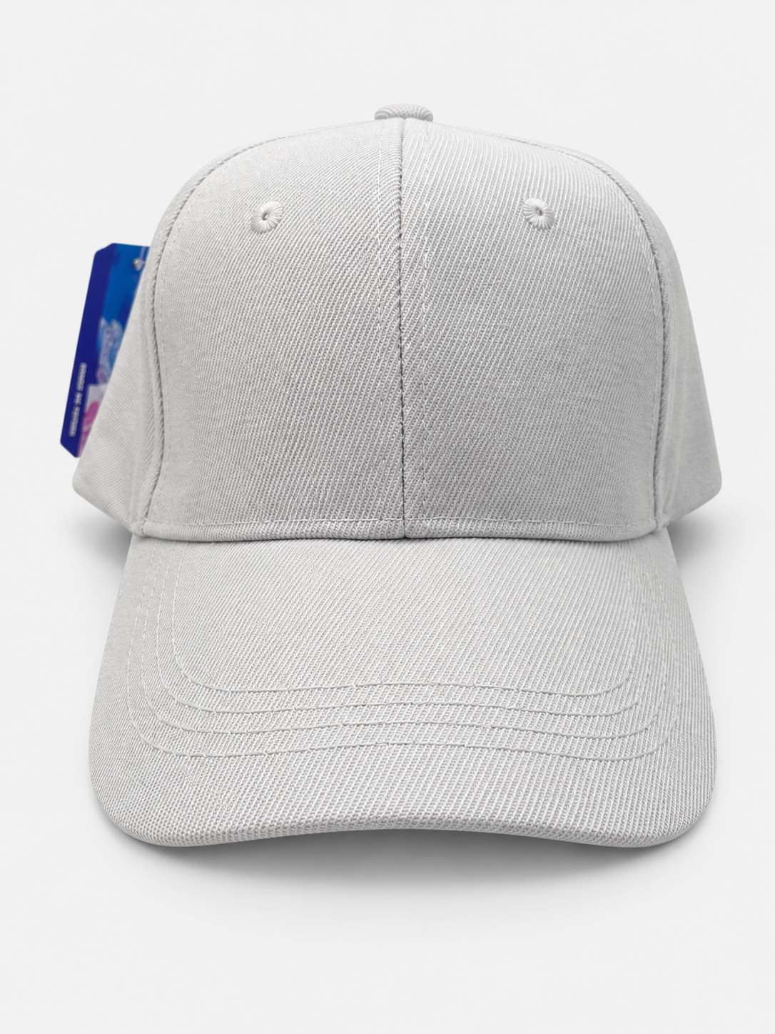 White plain baseball hat with curved brim