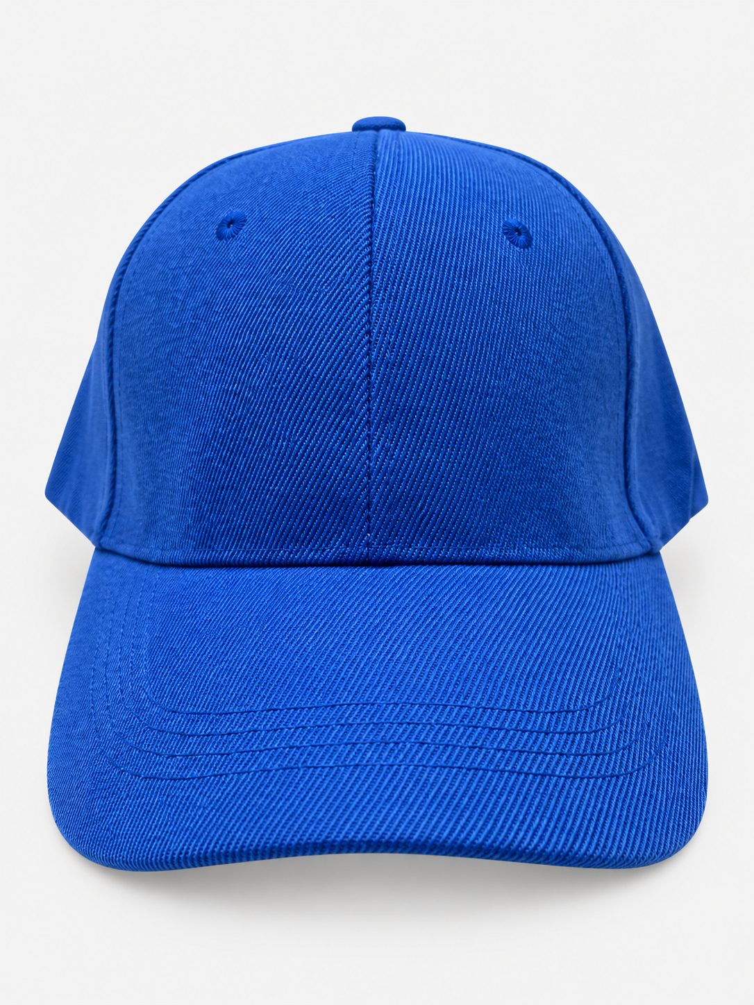 Royal blue plain baseball hat with curved brim