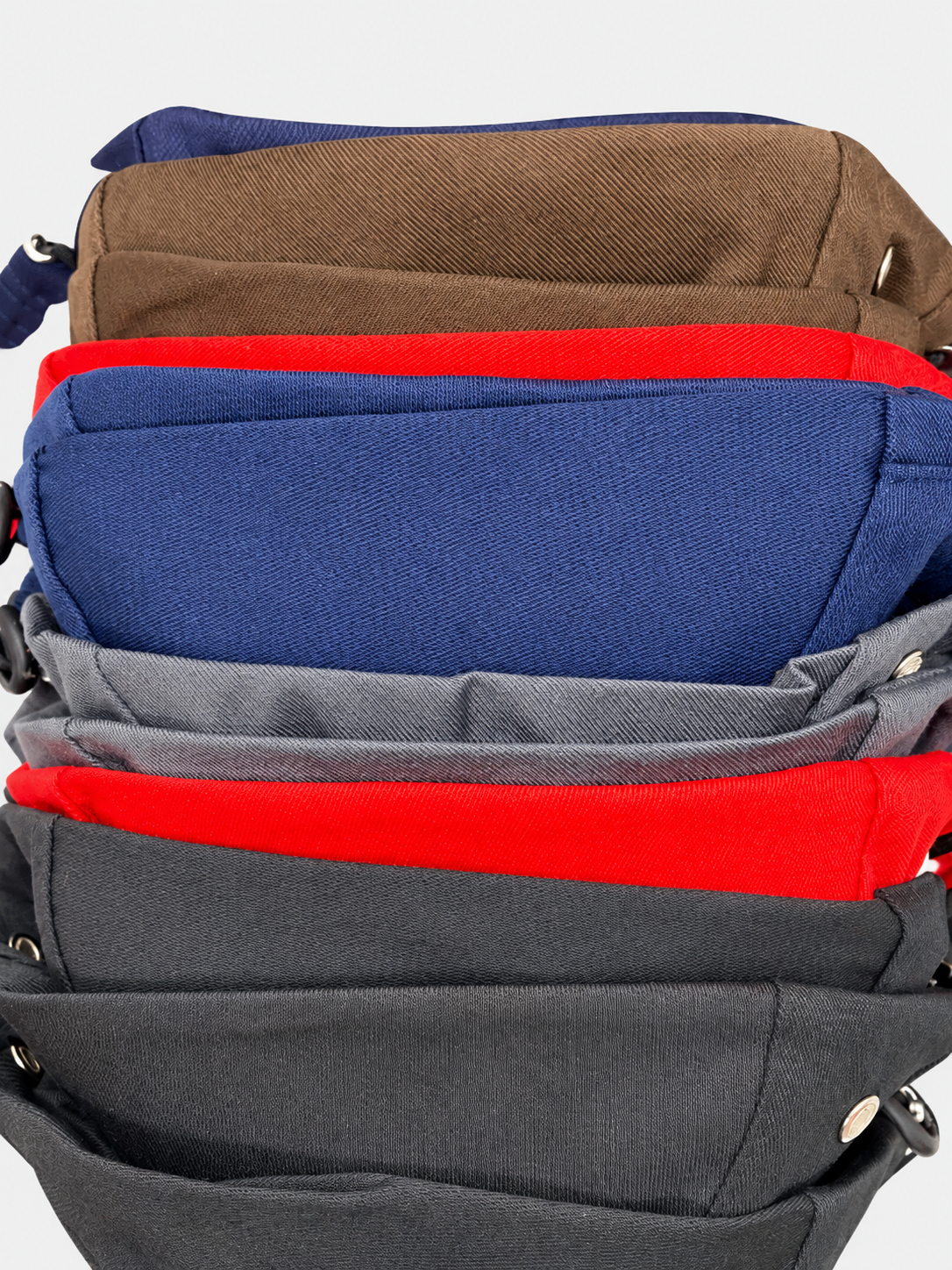 Stack of bucket hats in several colors