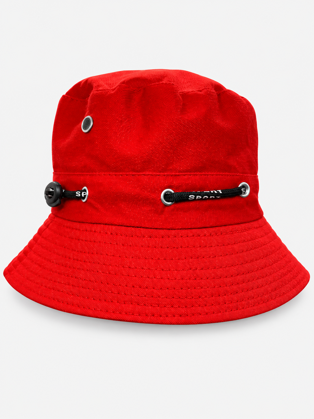 Red bucket hat with stitched brim